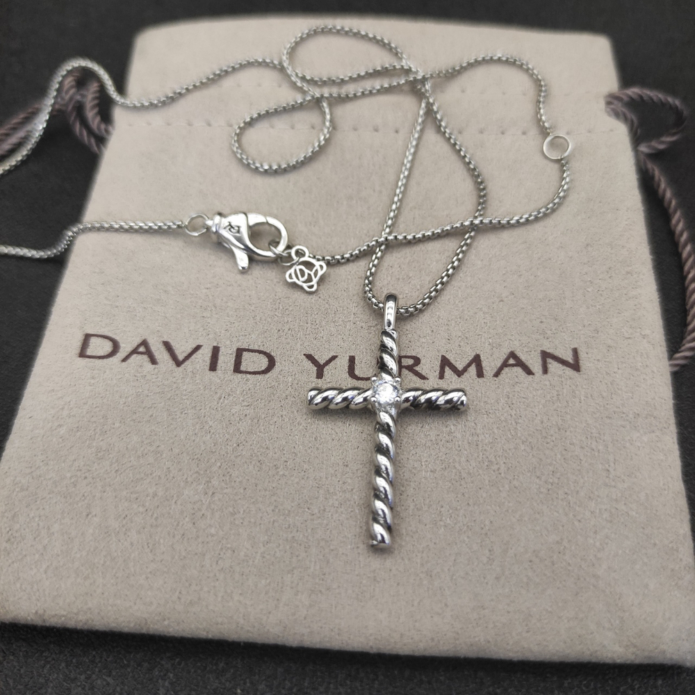 David Yurman x Diamond Cross Necklace